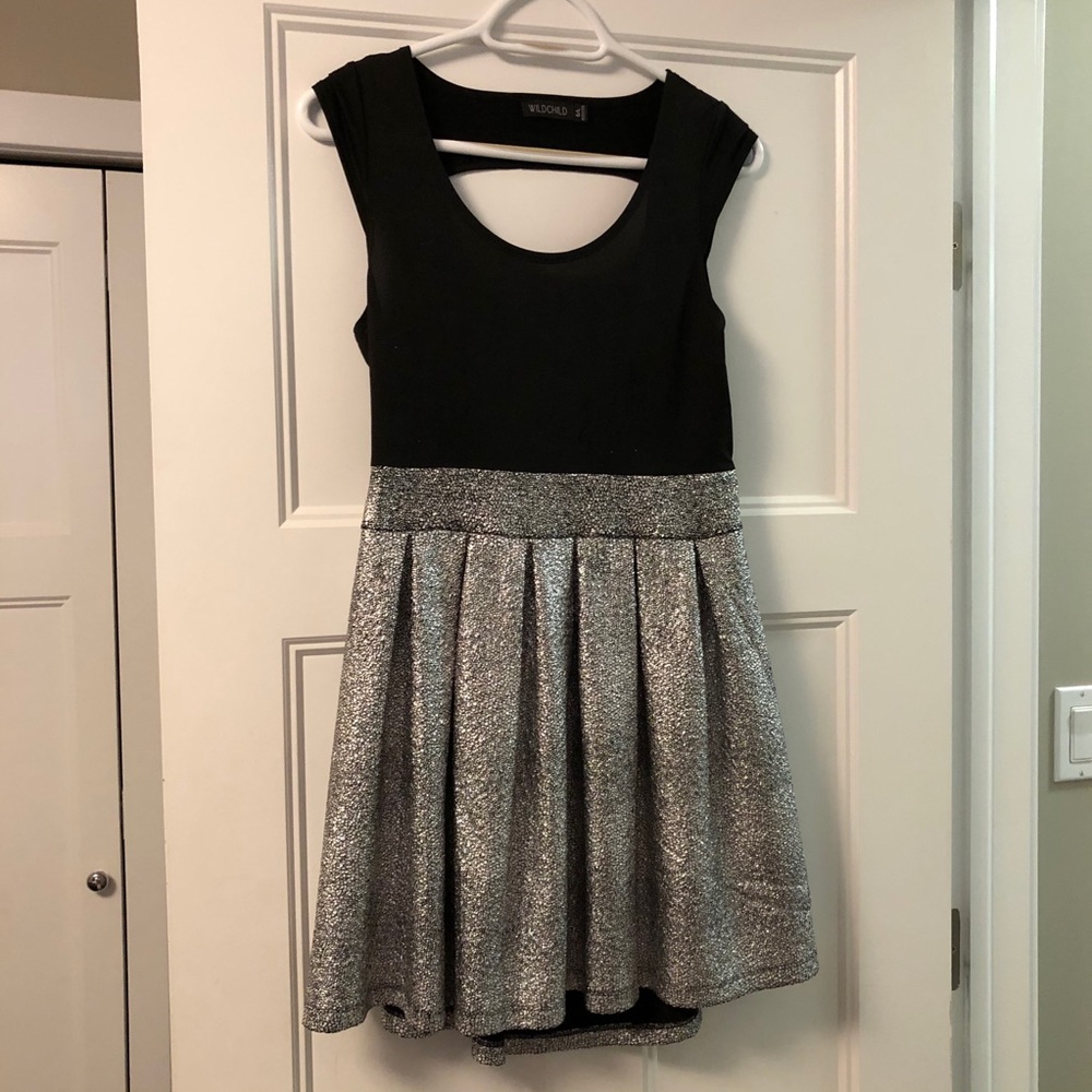 3 for $15 Black & Silver Open Back Dress